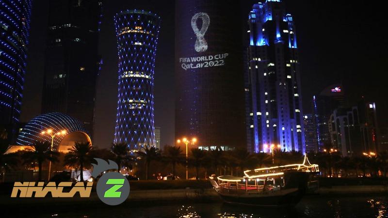 Logo Fifa World Cup 2022 được trình chiếu tại các tòa nhà lớn