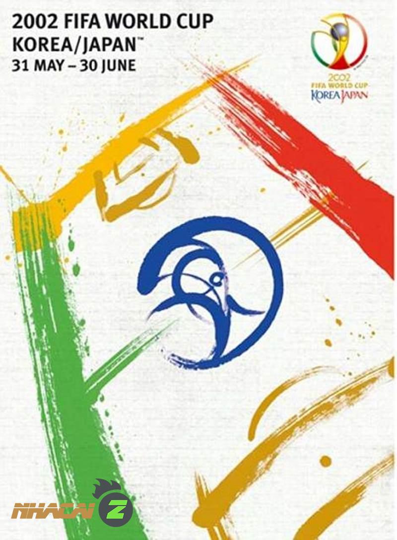 Poster World Cup với hình ảnh nét vẽ thư pháp được tổ chức năm 2002 tại Hàn Quốc, Nhật Bản
