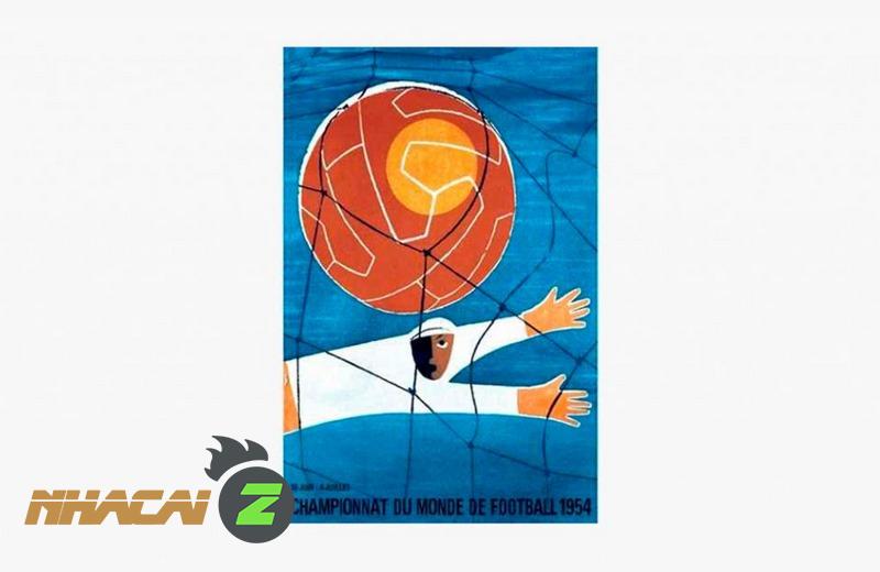 Poster World Cup làm rạo rực tinh thần cho người hâm mộ được diễn ra tại Thuỵ Sĩ năm 1954